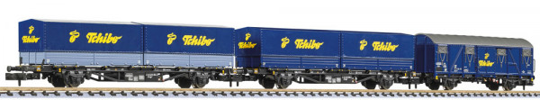 Liliput 260112 - 3-tlg. Set, "Tchibo-Zug", verschiedene Güterwagen, DB AG, Ep