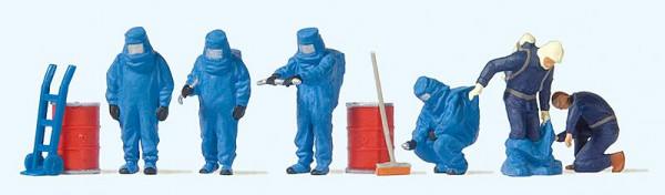 Preiser 10729 - Feuerwehrmänner, Blauer Vollschutzanzug