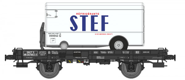 REE WB-651 - SNCF Flachwagen UFR Mono-Porteur Ep.3, Scheibenräder, beladen