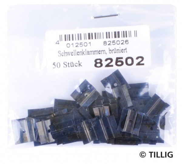 Tillig 82502 - Schwellenklammern brüniert (50 Stück/Beutel)