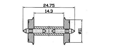 Roco 40192 - NEM-H0 DC Norm Radsatz mit geteilter Achse Ø 11 mm 2 Stück / Packung