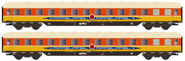 Hobbytrain H22216 - 2er Set Liegewagen Bcm 53 DB/Apfelpfeil, Ep.IV, gelb/orange