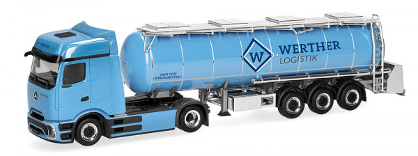 Herpa 321778 Mercedes-Benz eActros 600 ProCabin Bigspace Lebensmitteltank-Sattelzug "Spedition Werth