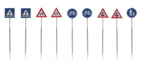 Artitec 387.215 - Verkehrsschilder Fußgänger, Fahrrad, Zug 9 Stück, NL