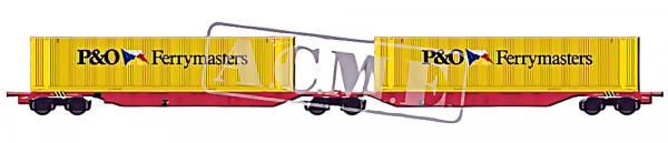 ACME 40207- FS Doppelcontainer-Tragwagen Sggmrss Ep.6, beladen mit Wechselpritschen "P&O Ferrymaster