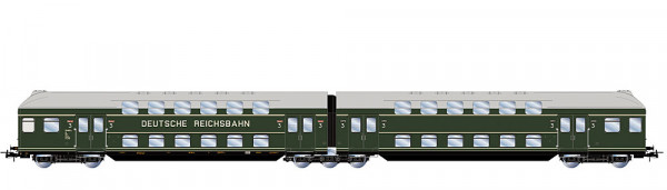 Rivarossi HR4425 - DR, 2-tlg. Doppelstockeinheit, dunkelgrüne Farbgebung mit grauem Dach, ursprüngli
