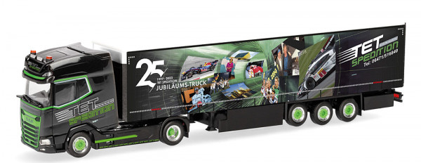 Herpa 318907 - DAF XG+ Gardinenplanen-Sattelzug "TET/Jubiläum"