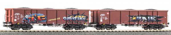 Piko 28338 - DB AG Set 2-teilig offene Güterwagen Eaos Ep. 6, Kohleladung + Graffiti