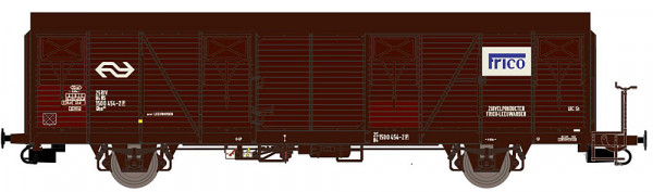 Exacttrain 23200 - NS gedeckter Güterwagen Gbs braun mit Bremserbühne Ep.4, mit "Frico"-Logo