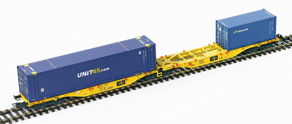 PT-Trains 100372 - PKP INTERMODAL Containertragwagen Sggmrss gelb Ep.5-6, 1x 45`Container "UNIT45" +
