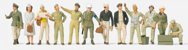 Preiser 16521 - Piloten Bodenpersonal US Army Air Force 1942-45 12 unbemalte Miniaturfiguren Bausatz