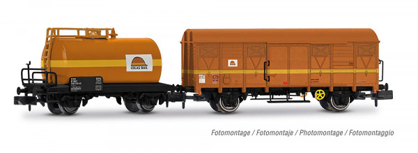 Arnold HN6679 - Colas Rail, 2-tlg. Set bestehend aus einem 2-achs. Kesselwagen und einem gedecktem G