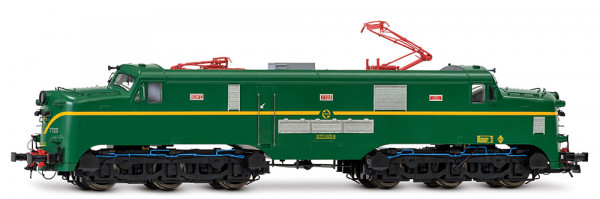 Electrotren HE2038 - RENFE, sechsachs. Elektrolokomotive 277-023, mit Einholmstromabnehmern, grün-ge