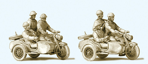 Preiser 16615 - Kradfahrer NVA Motorrad Zündapp KS 750 DDR 6 Figuren 2 Motorräder unbemalt Bausatz