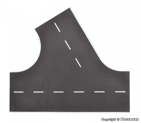 Vollmer 48264 - Straßenplatte Asphalt aus Steinkunst, 60°-Einmündung links, L 22 x B 19,5 cm