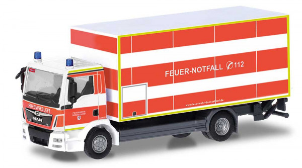 Herpa 098076 - MAN TGM Koffer-LKW mit Ladebordwand "Feuerwehr Düsseldorf"