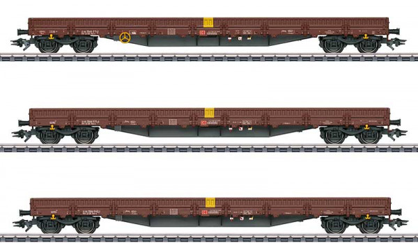 Märklin 47162 - DB AG Set 3-teilig Niederbordwagen Res-x braun Ep.6