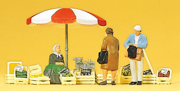 Preiser 10337 - Sitzende Marktfrau. Kunden. Zubehör