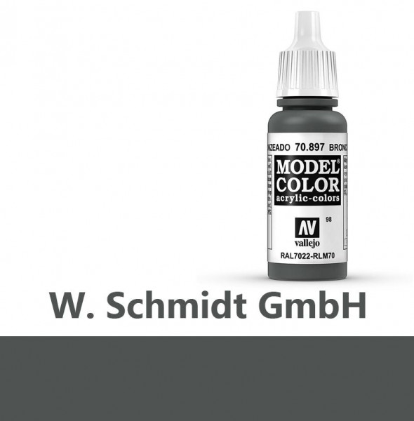 Vallejo 770897 - Model Color Farbe Bronzegrün, Matt, 17 ml