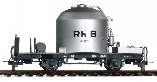 Bemo 2252108 - RhB Uce 8082 Zementtransportwagen silber 70 80er Jahre mit Kastenabdeckung