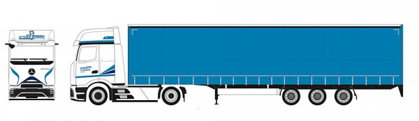 Herpa 962674 - Mercedes-Benz Actros L ProCabin Gigaspace Lowlinergardinenplanen-Sattelzug "Cross Spe