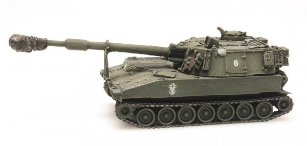 Artitec 6870155 - M109 A2 Eisenbahntransport, Schweizer Armee, Fertigmodell aus Resin, lackiert