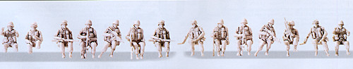 Preiser 72544 - US Army modern Fahrer Aufsitzer 14 unbemalte Miniaturfiguren Bausatz 1:72