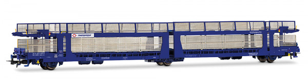 Electrotren HE6100 - Transfesa, 3-achs. Autotransportwagen, Bauart Laeks 63C „Hispanauto”, blau