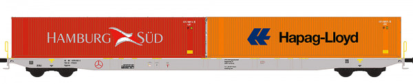 Hobbytrain H23103 - Containerwagen Sggnss´80 grau Ep.5-6, beladen mit 2x40ft. Containern "Hamburg Sü
