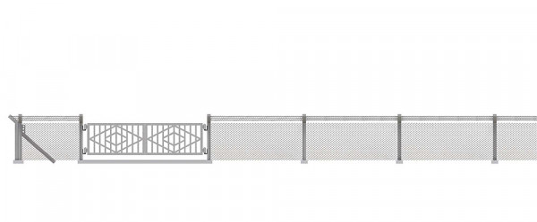 Busch 1019- LPG Zaun + Tor mit Betonpfosten, Bausatz