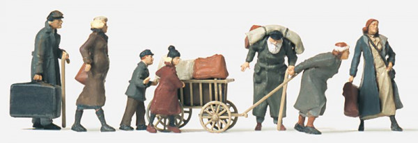Preiser 16558 - Flüchtlinge. 7 unbemalte Miniaturfiguren Bausatz