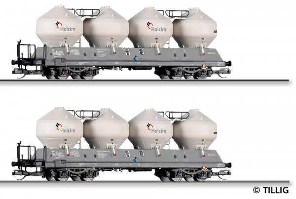 Tillig 01118 - CD Set 2-teilig Staubsilowagen Uacs451.1 Ep.6, Holcim (Cesko)
