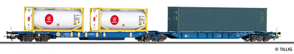 Tillig 77082 - Doppeltragwagen Sdggmrs 744 der Eisenbahn Gesellschaft Potsdam mbH (EGP), beladen mit