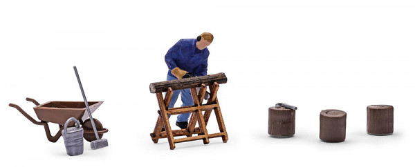 Busch 79887 - A-Set: Stammholz sägen H0