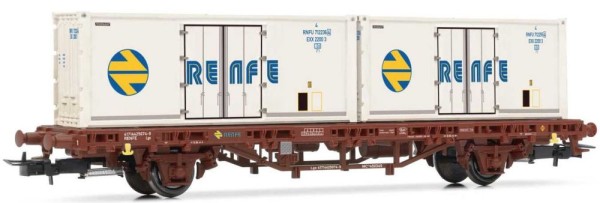 Electrotren HE6031 - RENFE Flachwagen MC1 2-achsig braun Ep.4, beladen mit 2x 20ft. Kühlcontainer "R