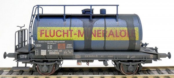 Exacttrain 22008 - DB Kesselwagen 24m3 Einheitsbauart Ep.4, Flucht-Mineralöle, betriebsverchmutzt
