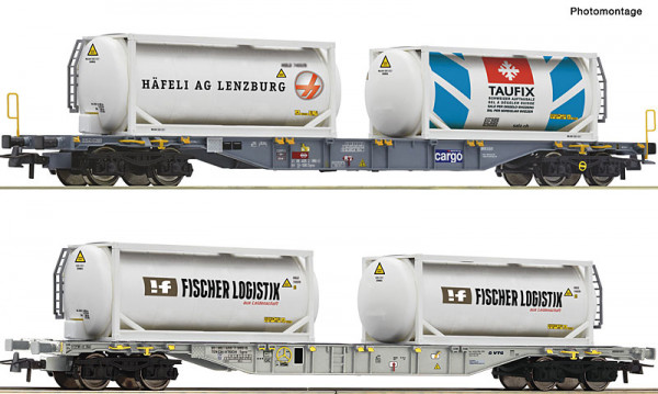 Roco 6600231 - SBB 2er Set Containertragwagen Sgns SBB + Tankcontainer 56
