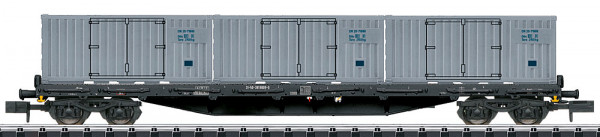 Trix 18431 - DR Flachwagen Rgs3910 4-achsig Ep.4, beladen mit 3x20ft. Post-Container