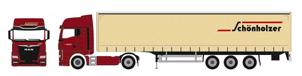 Herpa 962216 - MAN TGX GX Gardinenplanen-Sattelzug "Schönholzer"