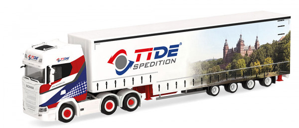 Herpa 319645 - Scania CS 20 HD (6x2) Meusburger-Sattelzug "TiDe Spedition"