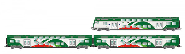 Lima HL5061 - Trenitalia Tper, 3-tlg. Set Vivalto-Doppelstockwagen (einer mit Führerstand) in FER-Fa