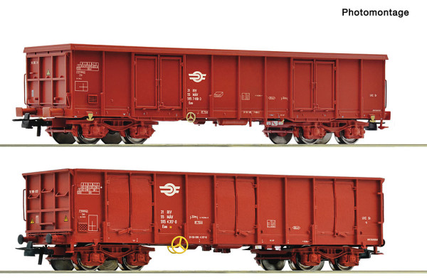 Roco 6600480 - MAV 2er Set offene Güterwagen Eas MAV E5