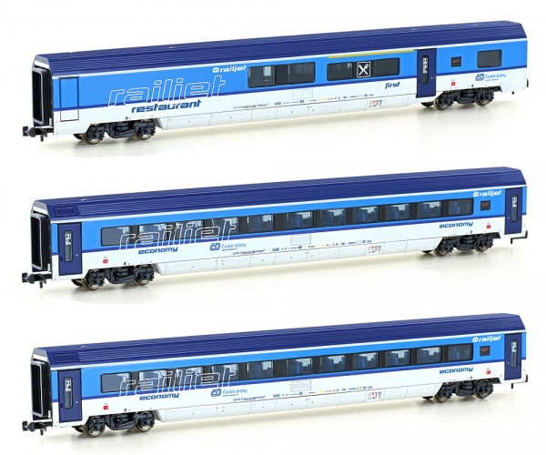 Hobbytrain H25231 - 3er Set Personenwagen CD Railjet, Ep.VI, Set 2