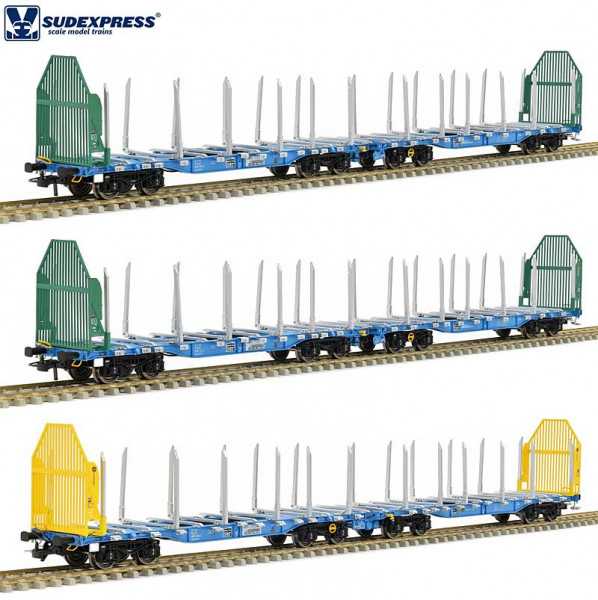 Sudexpress S4657002 - ÖBB Set 3-teilig Doppel Holztransportwagen Sggmrrs 90´ GigaWood Ep. 6