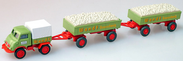 PMS 250658 - Set Edition Gerhardt Wandt Nr. 3 MB Unimog 402, zwei Anhänger und Kiesladung