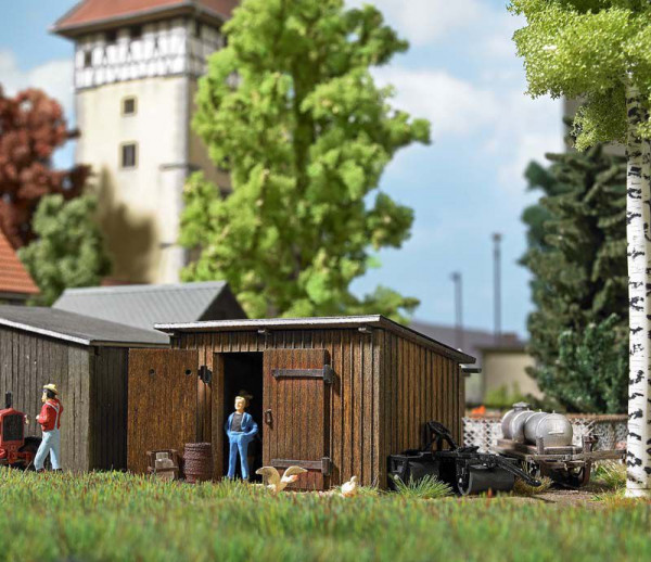 Busch 1594 - Holzschuppen, Echt Holz, Bausatz 59 x 43 x 37 mm