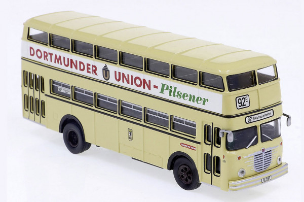 Brekina 61258 - Büssing D2U Doppeldecker 1960, BVG - Dortmunder Union Pilsener,
