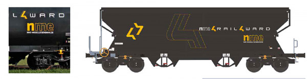 NME 518611 - DB AG Getreidewagen Tagnpps 95m³ "RAIL4WARD - NME Homepage", schwarz, Ep.6