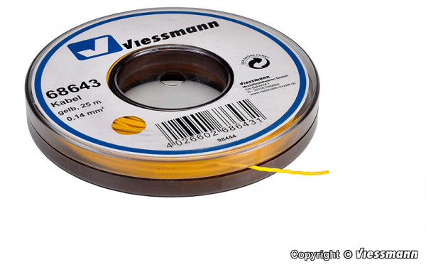 Viessmann 68643 - Kabel 25 m, 0,14 mm², gelb