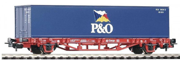 Piko 57706 - DB-AG Cont.Tragwagen Lgs 579 Ep.5 verk.rot, beladen mit 40`Container "P&O"